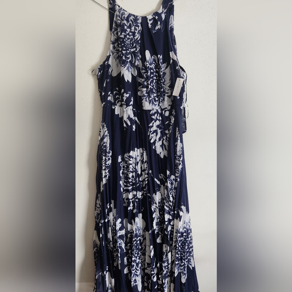 Lane Bryant Floral Navy and White Dress